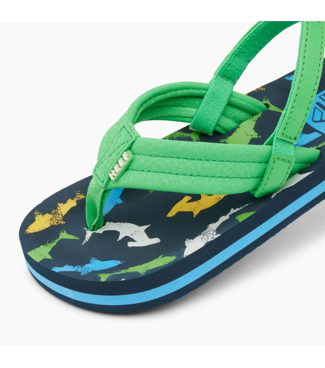 Reef Reef Little Ahi teenslipper multi shark CJ6624 Multi Shark Reef slippers CJ6624 blauw bij Leerentveldvrijetijd.nl