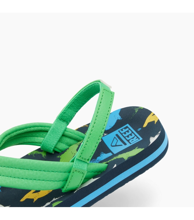 Reef Reef Little Ahi teenslipper multi shark CJ6624 Multi Shark Reef slippers CJ6624 blauw bij Leerentveldvrijetijd.nl