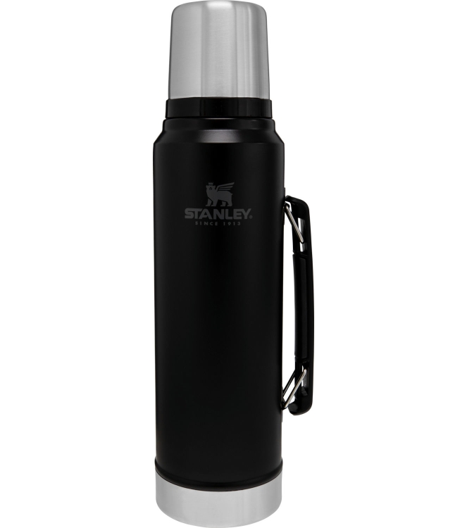 Stanley Stanley The Legendary Classic Bottle 1.0L / 1.1QT matte black pebble 10-08266-002 Matte Black Pebble Stanley koken 10-08266-002 licht grijs bij Leerentveldvrijetijd.nl