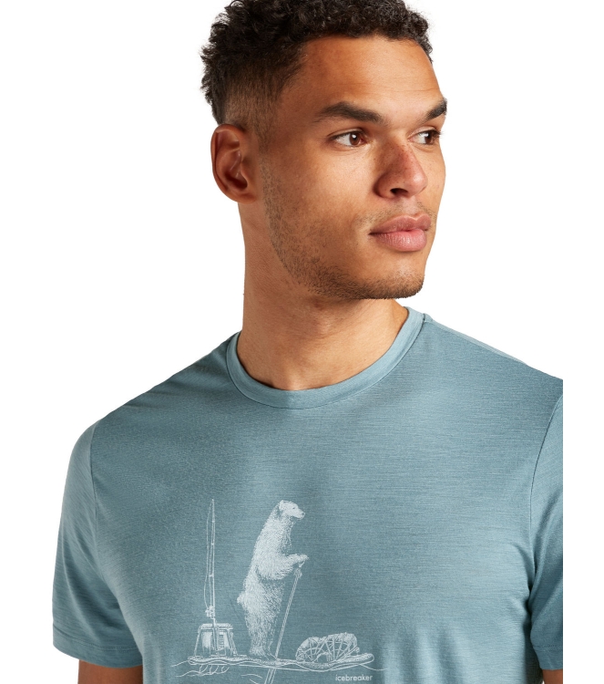Icebreaker Icebreaker M Mer 150 Tech Lite SS T Pol Paddle 0a51_blue ash IB0A572X 0A51_Blue Ash Icebreaker fleeces en truien IB0A572X antraciet bij Leerentveldvrijetijd.nl