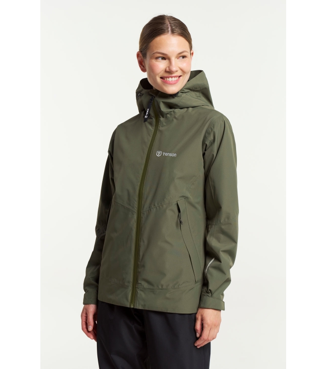 Tenson Tenson Winga Rain Jacket W 685 - dark olive 5018049 685 - Dark Olive Tenson jassen 5018049 donker grijs bij Leerentveldvrijetijd.nl