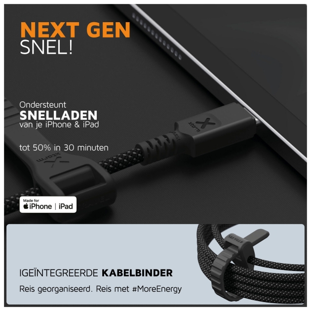 xtorm Next Gen cable USB-C to Lightning (1,5m) Black CX3031