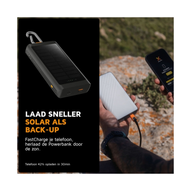 xtorm 15W Go2 Solar Power Bank 10.000  + Light - Charcoa Charcoal Black XG2S101