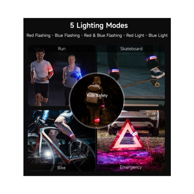 homeij Veilgheids LED armband Nextorch oplaadbaar blauw/rood 77NT-UT51L