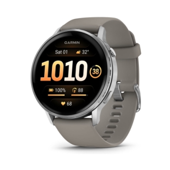 Garmin Venu 4 - 45mm Zilver met zilvergrijze siliconen ba