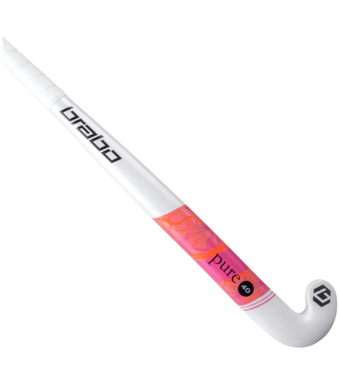 Brabo Brabo Pure 40 PB white/pink 315.54121.000 White/Pink Brabo hockeysticks 315.54121.000 roze bij Leerentveldvrijetijd.nl
