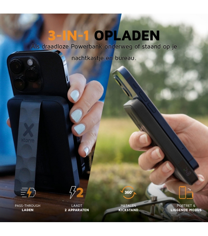 Xtorm Xtorm Magnetic Wireless Powerbank 10.000 FS5W101 Xtorm electra FS5W101 ecru bij Leerentveldvrijetijd.nl