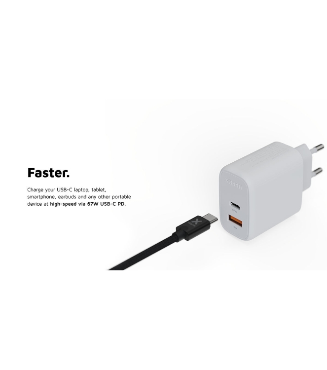 Xtorm Xtorm 67W GaN2 Ultra Wall Charger XEC067 Xtorm electra XEC067 ecru bij Leerentveldvrijetijd.nl