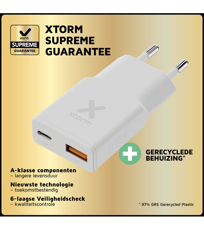 Xtorm Xtorm 25W Go2 SlimLine Charger - White white XG2SL025 White Xtorm electra XG2SL025 roze bij Leerentveldvrijetijd.nl