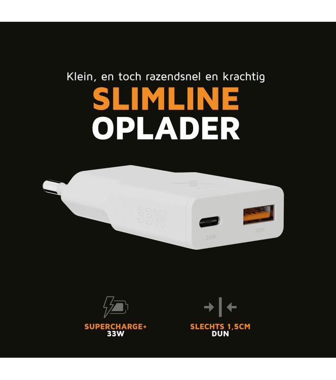 Xtorm Xtorm 33W Go2 SlimLine Charger - White white XG2SL033 White Xtorm electra XG2SL033 roze bij Leerentveldvrijetijd.nl