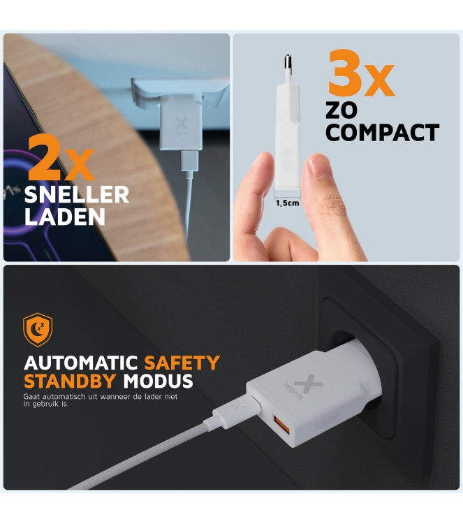 Xtorm Xtorm 33W Go2 SlimLine Charger - White white XG2SL033 White Xtorm electra XG2SL033 roze bij Leerentveldvrijetijd.nl