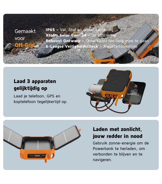 Xtorm Xtorm Rugged Solar Powerbank 10.000 XR203 Xtorm electra XR203 ecru bij Leerentveldvrijetijd.nl