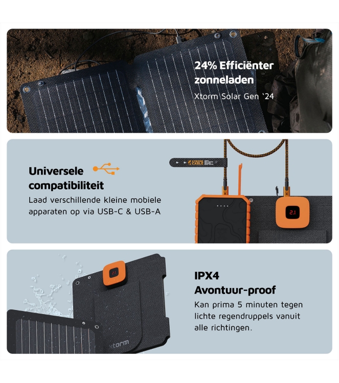 Xtorm Xtorm SolarBooster 14W - Foldable Solar Panel XR2S14 Xtorm electra XR2S14 ecru bij Leerentveldvrijetijd.nl