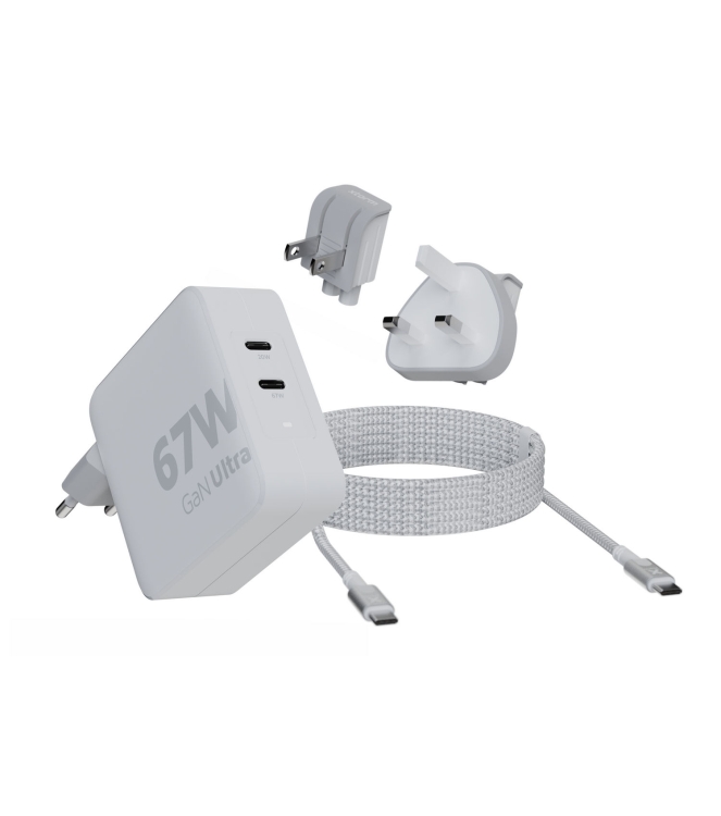 Xtorm Xtorm 67W GaN-Ultra Travel Charger + USB-C PD Cable XVC2067 Xtorm electra XVC2067 ecru bij Leerentveldvrijetijd.nl