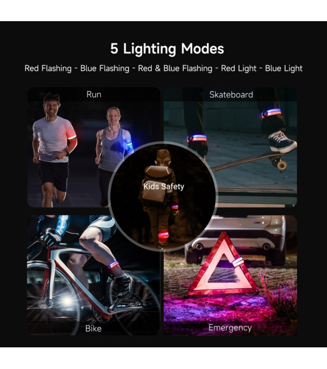 Homeij Homeij Veilgheids LED armband Nextorch oplaadbaar blauw/rood 77NT-UT51L blauw/rood Homeij verlichting 77NT-UT51L geen kleur bij Leerentveldvrijetijd.nl