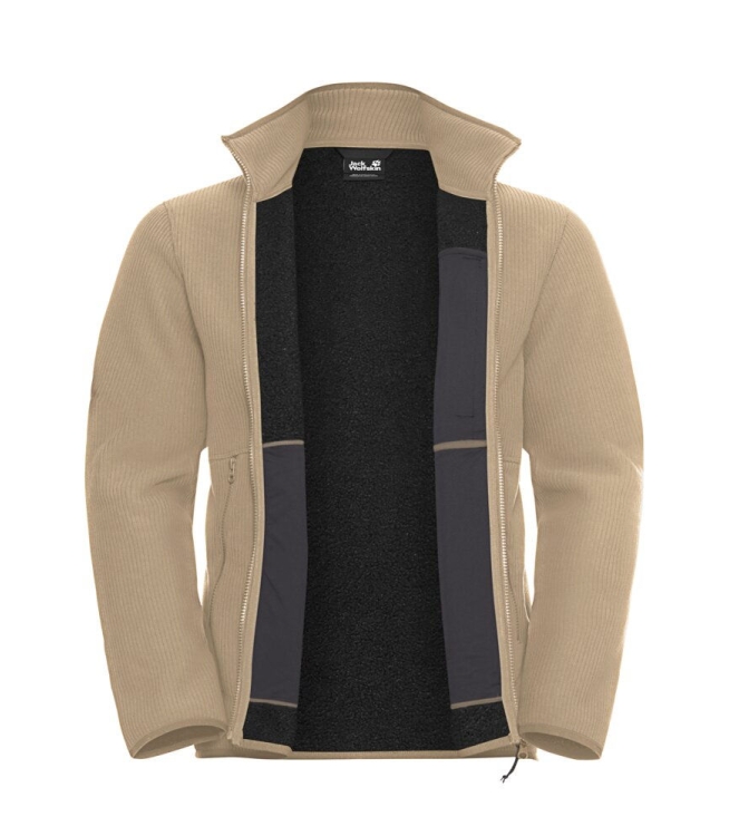 Jack Wolfskin Jack Wolfskin Lake Ridge JKT M a0082_hazel wood A65001 A0082_Hazel Wood Jack Wolfskin fleeces en truien A65001 wit bij Leerentveldvrijetijd.nl