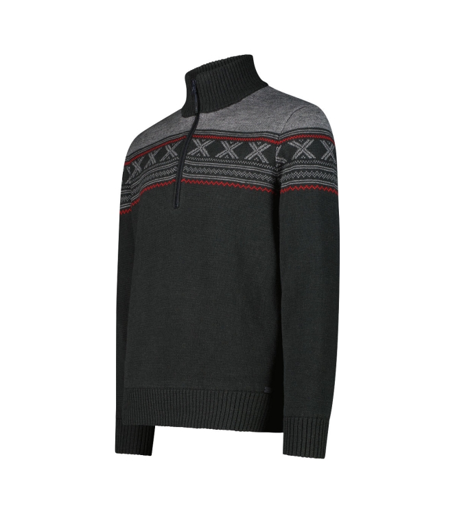 CMP CMP Man Sweat Knitted WP u423 antracite 7H87510 U423 Antracite CMP wintersportkleding 7H87510 black bij Leerentveldvrijetijd.nl