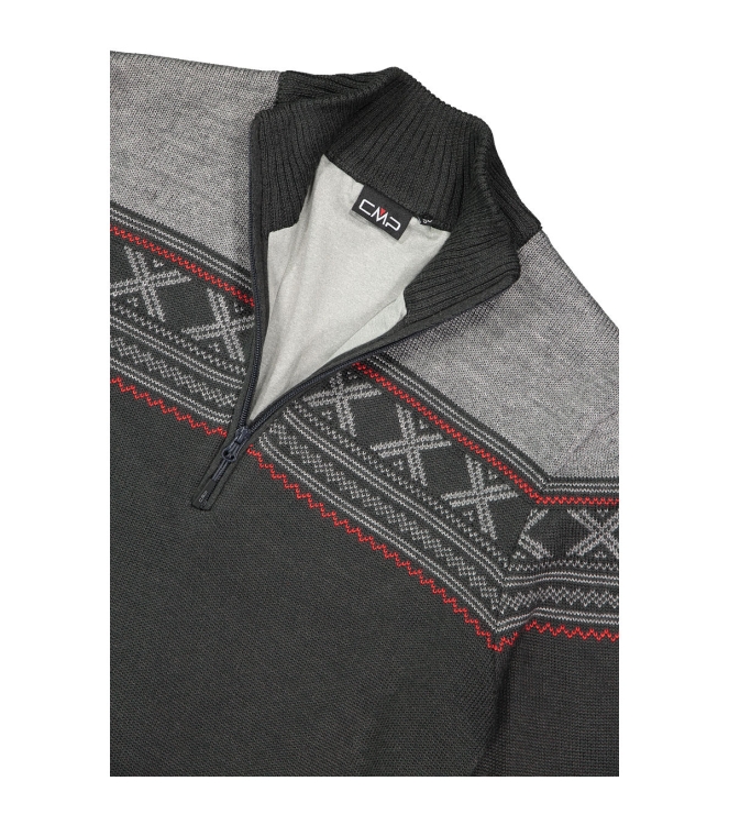 CMP CMP Man Sweat Knitted WP u423 antracite 7H87510 U423 Antracite CMP wintersportkleding 7H87510 black bij Leerentveldvrijetijd.nl
