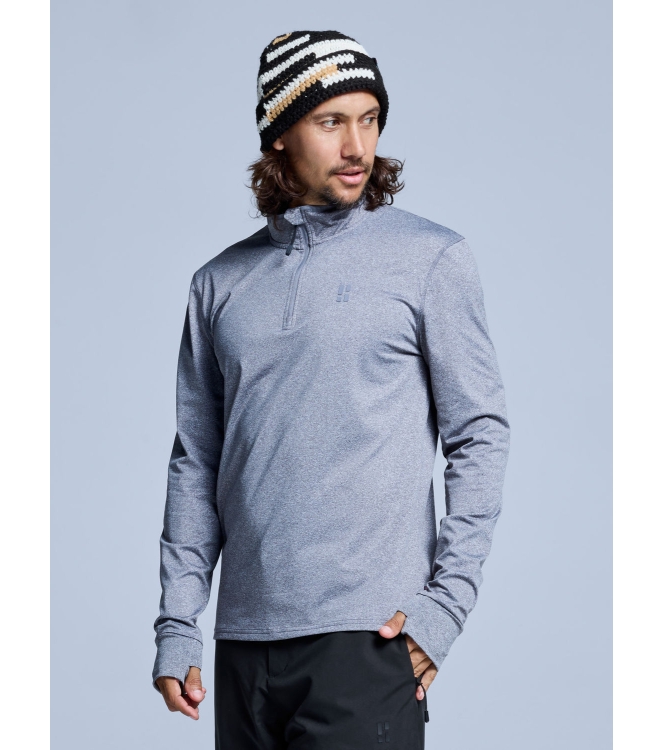 Poederbaas Poederbaas Arctic Pully Men 2.0 31_grey melange PB010710 31_Grey Melange Poederbaas wintersportkleding PB010710 lichtblauw bij Leerentveldvrijetijd.nl