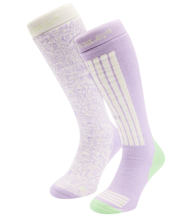 Poederbaas Poederbaas Ski Socks 2-pack 103_white multi PB040712 103_White Multi Poederbaas wintersport accessoires PB040712 roze bij Leerentveldvrijetijd.nl