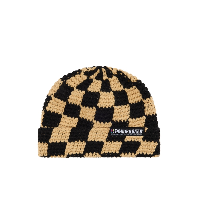 Poederbaas Poederbaas Checkerboard Beanie 254_warm sand PB060710 254_Warm Sand Poederbaas wintersportkleding PB060710 jeans bij Leerentveldvrijetijd.nl