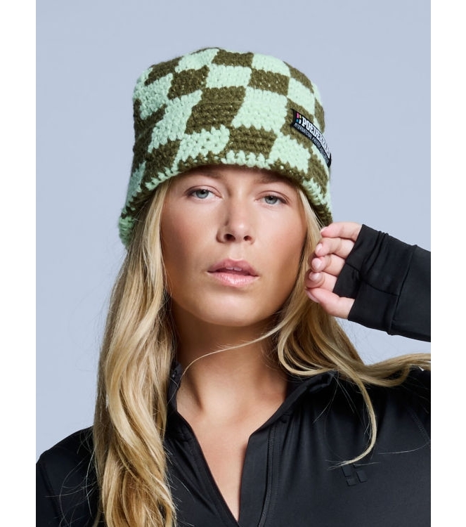 Poederbaas Poederbaas Checkerboard Beanie 304_olive green PB060710 304_Olive Green Poederbaas wintersportkleding PB060710 blauw bij Leerentveldvrijetijd.nl