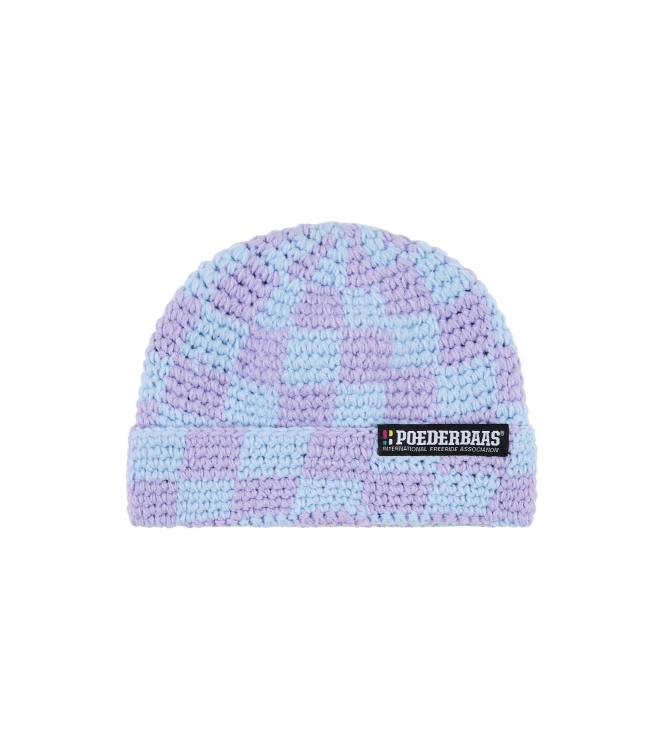 Poederbaas Poederbaas Checkerboard Beanie 501_lila PB060712 501_Lila Poederbaas wintersportkleding PB060712 paars bij Leerentveldvrijetijd.nl