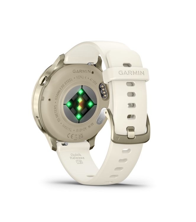 Garmin Garmin Venu 4 - 41mm Lunar Gold met Bone siliconen band 010-03013-00 Garmin orientatie 010-03013-00 ecru bij Leerentveldvrijetijd.nl