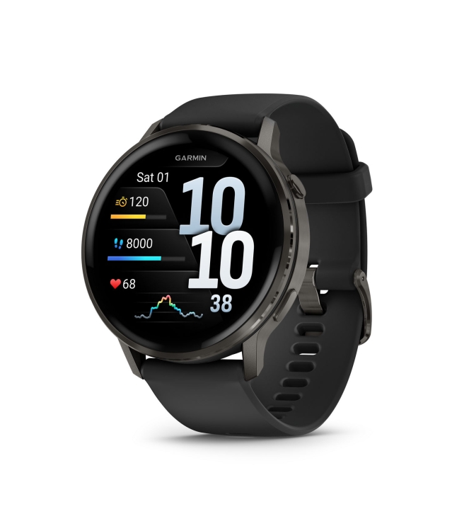 Garmin Garmin Venu 4 - 45mm Slate met Zwarte siliconen band 010-03014-00 Garmin orientatie 010-03014-00 ecru bij Leerentveldvrijetijd.nl