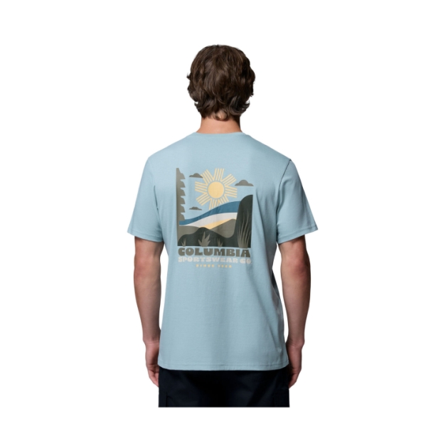 columbia CSC Outdoor Back Graphic Tee 461_Crushed Blue, Scoped View 2155021