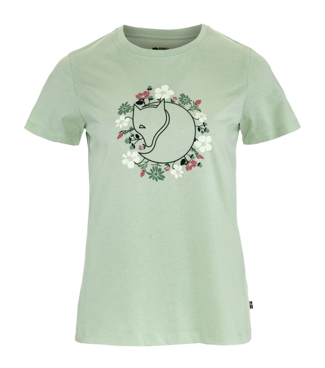 Fjällräven Fjällräven Fjällblomster Fox T-shirt W 637_soft jade F14600275 637_Soft Jade Fjällräven fleeces en truien F14600275 blauw bij Leerentveldvrijetijd.nl
