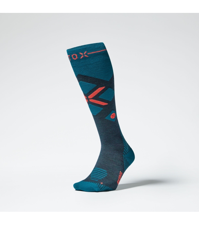 Stox Energy Socks Stox Energy Socks Skiing Merino Socks Men 7941 teal / red fluo SKSKM 7941 Teal / Red Fluo Stox Energy Socks wintersport accessoires SKSKM blauw bij Leerentveldvrijetijd.nl