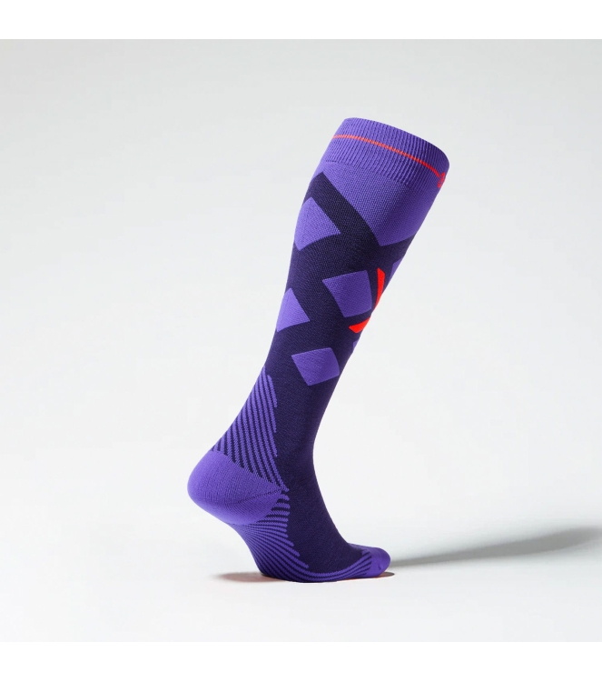 Stox Energy Socks Stox Energy Socks Skiing Merino Socks Women 5244 purple orangefluo SKSKW 5244 Purple Orangefluo Stox Energy Socks wintersport accessoires SKSKW blauw combinatie bij Leerentveldvrijetijd.nl