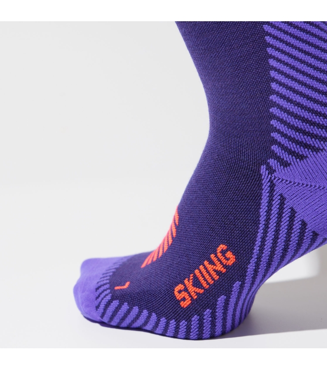 Stox Energy Socks Stox Energy Socks Skiing Merino Socks Women 5244 purple orangefluo SKSKW 5244 Purple Orangefluo Stox Energy Socks wintersport accessoires SKSKW blauw combinatie bij Leerentveldvrijetijd.nl