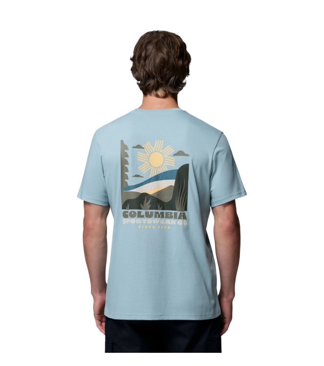 Columbia Columbia CSC Outdoor Back Graphic Tee 461_crushed blue, scoped view 2155021 461_Crushed Blue, Scoped View Columbia fleeces en truien 2155021 antraciet bij Leerentveldvrijetijd.nl