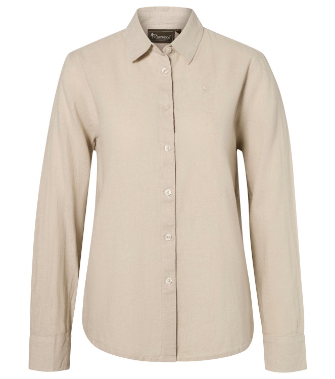 Pinewood Pinewood Värnamo InsectSafe Hemp mix L/S SHIRT W 616_linen beige 1-33720 616_Linen Beige Pinewood fleeces en truien 1-33720 jeans bij Leerentveldvrijetijd.nl