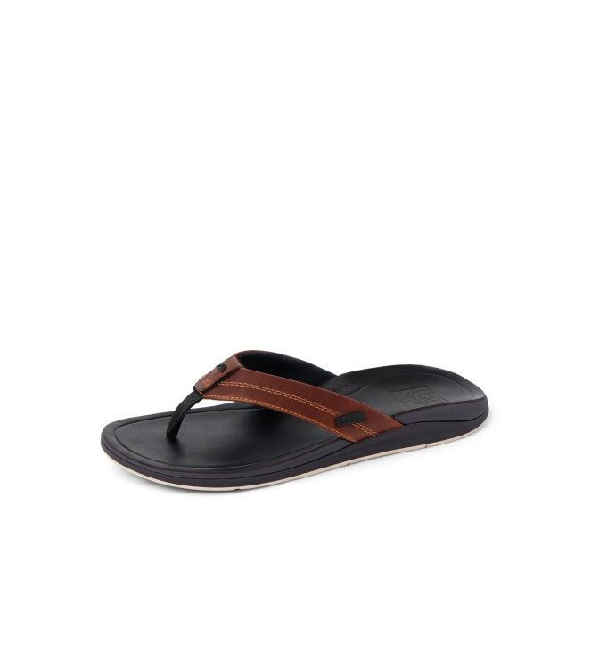 Reef Reef Leather Offshore copper dark brown tan CJ9055-61 Copper Dark Brown Tan Reef slippers CJ9055-61 marine bij Leerentveldvrijetijd.nl