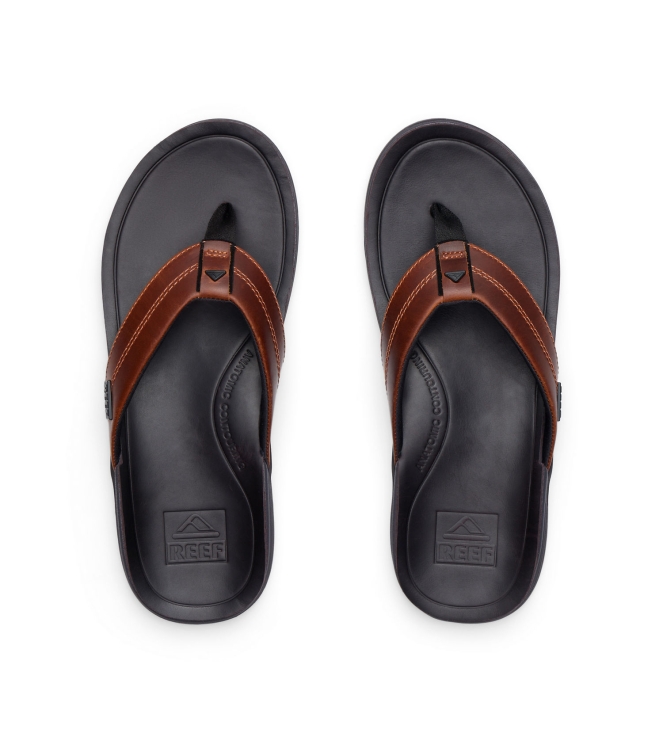Reef Reef Leather Offshore copper dark brown tan CJ9055-61 Copper Dark Brown Tan Reef slippers CJ9055-61 marine bij Leerentveldvrijetijd.nl
