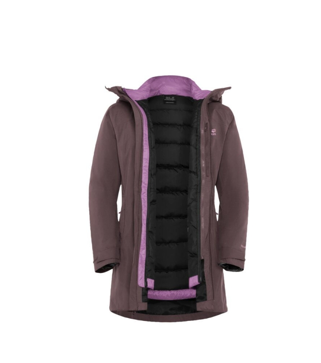Jack Wolfskin Jack Wolfskin Icecape 3In1 Down JKT W Rds i0159_sheer plum A65266 I0159_Sheer Plum Jack Wolfskin jassen A65266 blauw combinatie bij Leerentveldvrijetijd.nl