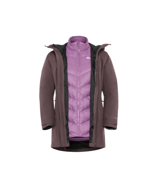 Jack Wolfskin Jack Wolfskin Icecape 3In1 Down JKT W Rds i0159_sheer plum A65266 I0159_Sheer Plum Jack Wolfskin jassen A65266 blauw combinatie bij Leerentveldvrijetijd.nl