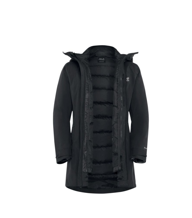 Jack Wolfskin Jack Wolfskin Icecape 3In1 Down JKT W Rds 6000_black A65266 6000_Black Jack Wolfskin jassen A65266 licht grijs bij Leerentveldvrijetijd.nl