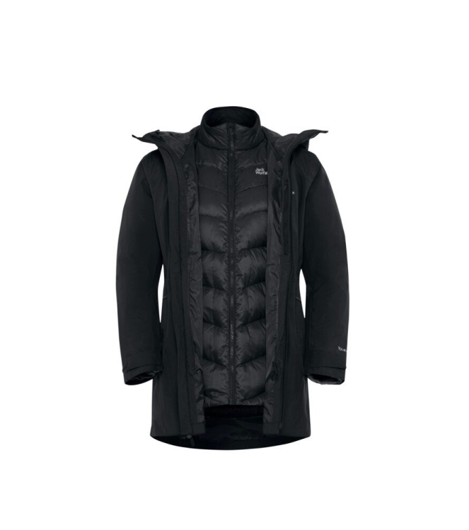 Jack Wolfskin Jack Wolfskin Icecape 3In1 Down JKT W Rds 6000_black A65266 6000_Black Jack Wolfskin jassen A65266 licht grijs bij Leerentveldvrijetijd.nl