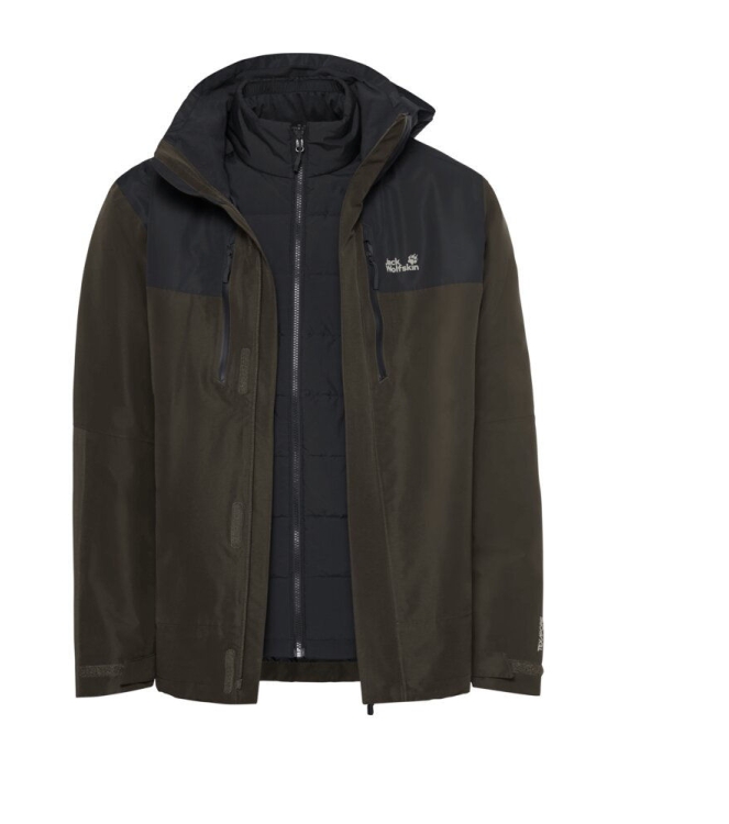 Jack Wolfskin Jack Wolfskin Jasper Pro 3In1 JKT M e0205_obsidian moss A66293 E0205_Obsidian Moss Jack Wolfskin jassen A66293 blauw bij Leerentveldvrijetijd.nl