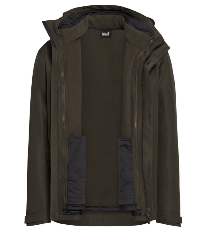 Jack Wolfskin Jack Wolfskin Stonelite 3In1 JKT M e0205_obsidian moss A66473 E0205_Obsidian Moss Jack Wolfskin jassen A66473 blauw bij Leerentveldvrijetijd.nl