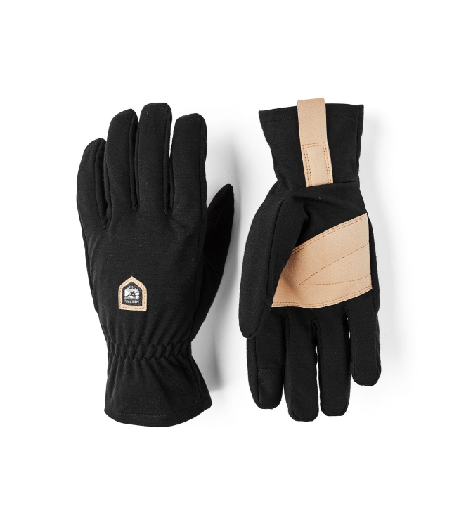 Hestra Hestra Windwool Merino Liner - 5 finger 100_black 3005080 100_Black Hestra wintersportkleding 3005080 licht grijs bij Leerentveldvrijetijd.nl