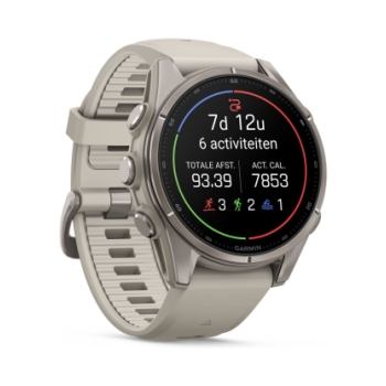 Garmin Fenix 9 43mm Titanium met siliconen band