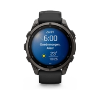 garmin Fenix 9 47mm Carbon grey DLC-titanium Zwarte siliconen band 010-04762-11