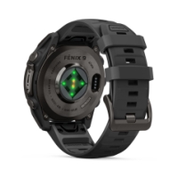 garmin Fenix 9 47mm Carbon grey DLC-titanium Zwarte siliconen band 010-04762-11