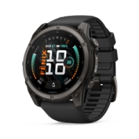 garmin Fenix 9 51mm Carbon grey DLC-titanium Zwarte siliconen band 010-04763-11