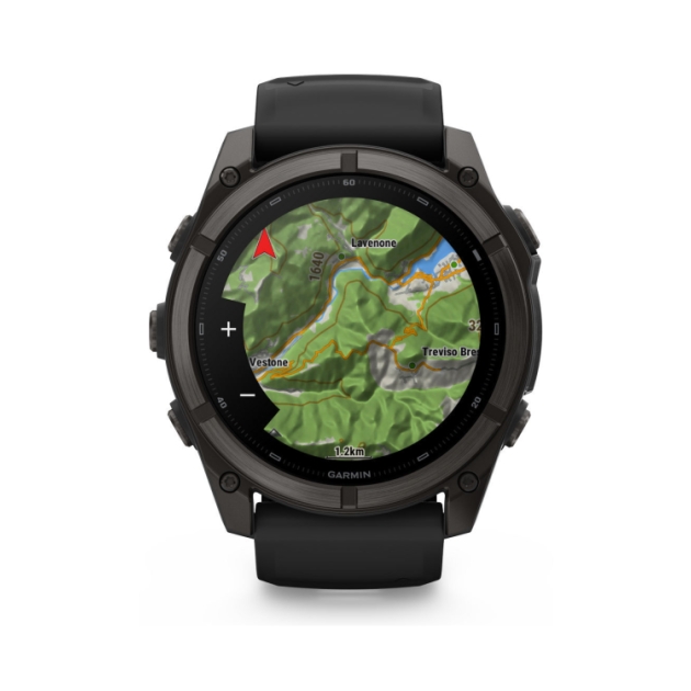 garmin Fenix 9 51mm Carbon grey DLC-titanium Zwarte siliconen band 010-04763-11